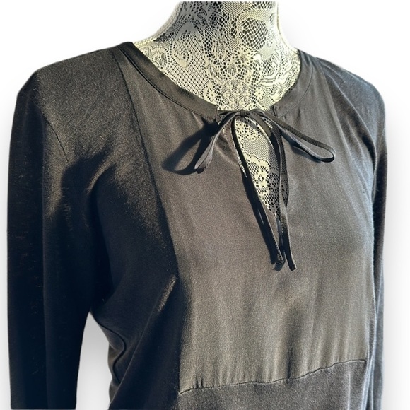 Sandro Paris | Black Keyhole Tie Front Blouse | Size 1 | Small - Picture 2 of 9